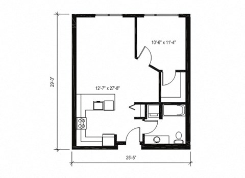 Stack House Apartments in Seattle, Washington 1x1 Floor Plan